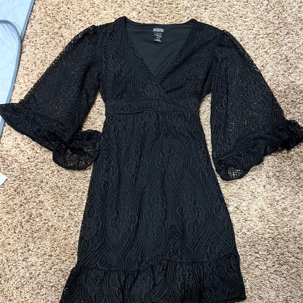 SOHO APPAREL LTD, black lace lined dress size PETITE XL